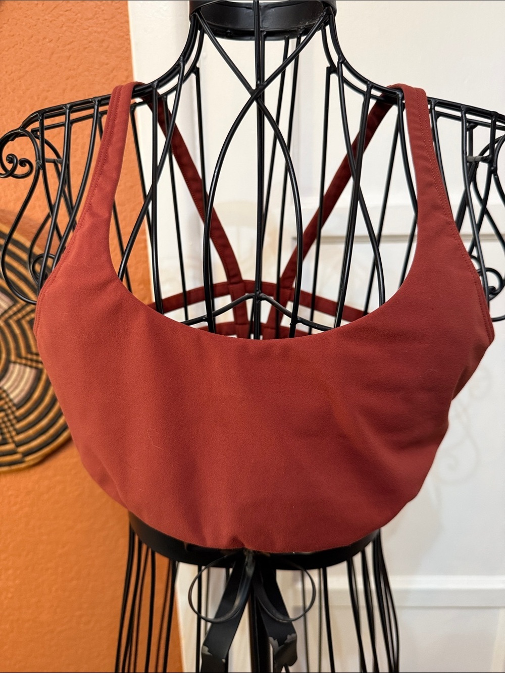 Vuori Rust Red Scoop Sports Bra